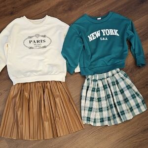 SHEIN Green and Cream Sweatshirts